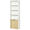 HOMCOM 4-Tier Bookcase, Tall Storage Bookshelf with Double Door Cabinet, Modern Display Shelves for Home Office, Living Room, Bathroom, Study, Oak