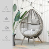 Outsunny Standing Rattan Chair with Trapezoidal Cushion, 352lbs Capacity Egg Chair, Outdoor/Indoor Wicker Lounge Chair for Backyard Garden Balcony Lawn Living Room, Light Grey