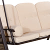 Outsunny 3 Seater Porch Swing Heavy Duty Outdoor Swing Chair Outdoor Lounge Hammock Cushioned Seat w/ Tilt Canopy, Beige
