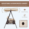Outsunny 3 Seater Porch Swing Heavy Duty Outdoor Swing Chair Outdoor Lounge Hammock Cushioned Seat w/ Tilt Canopy, Beige