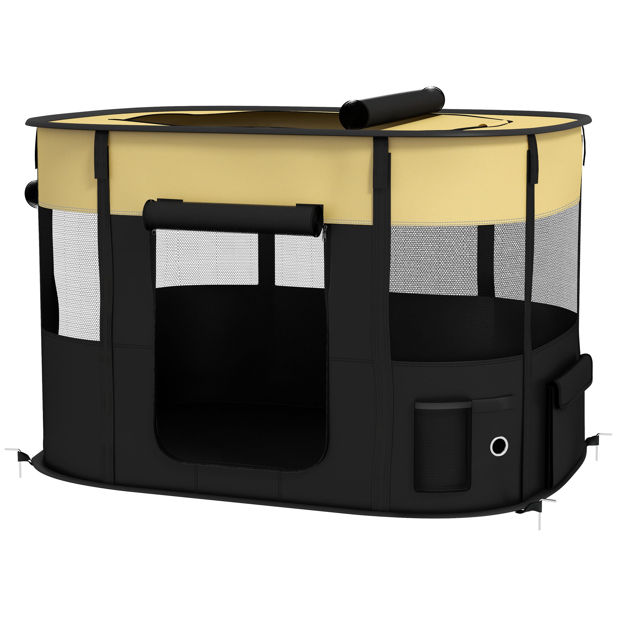 PawHut Dog Pen, Pet Playpen, Portable Foldable Dog Cat Playpen Soft Dog Cage with Storage Bag for Puppies, Rabbits, Kittens, Guinea Pigs, 94 x 74 x 60cm - Yellow