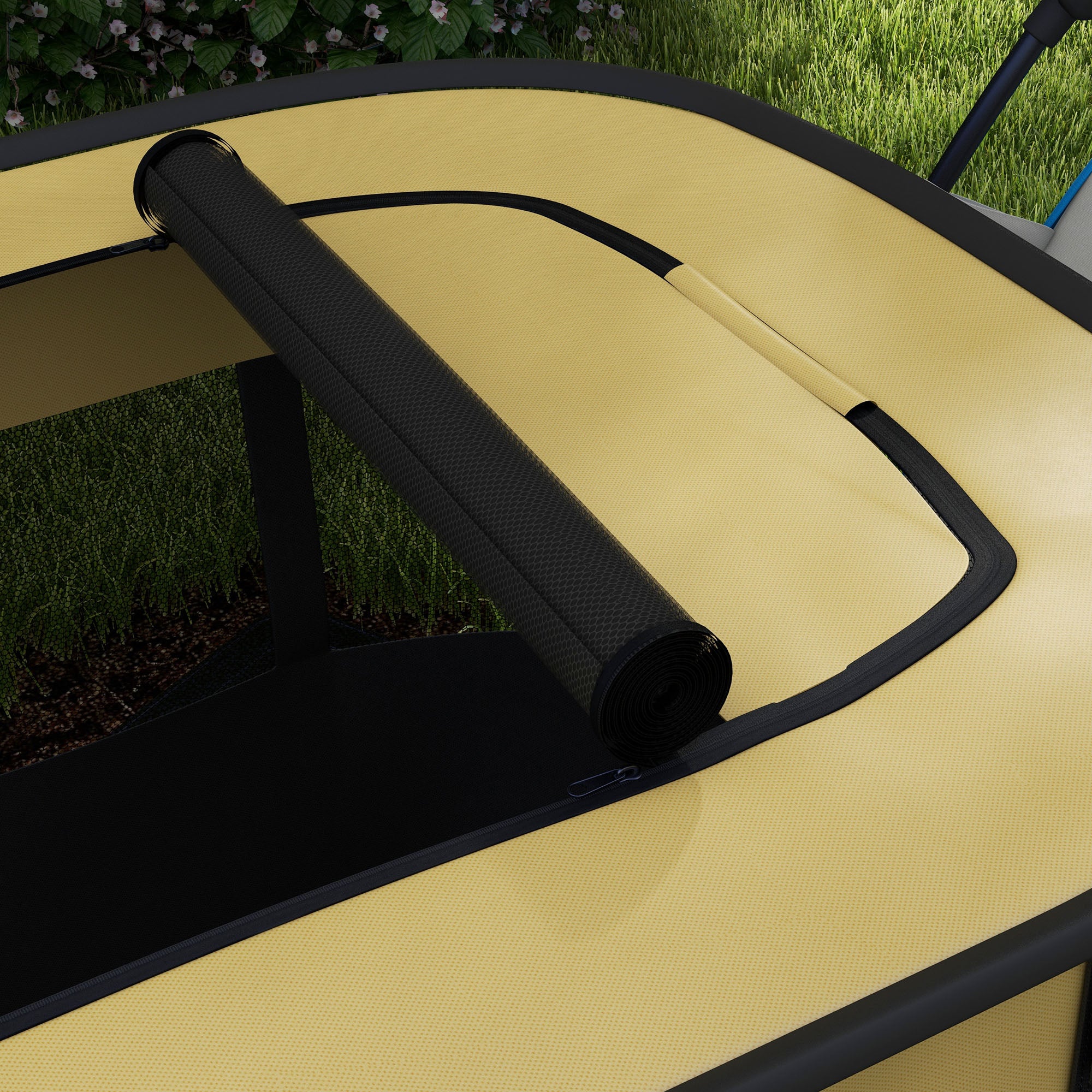 PawHut Dog Pen, Pet Playpen, Portable Foldable Dog Cat Playpen Soft Dog Cage with Storage Bag for Puppies, Rabbits, Kittens, Guinea Pigs, 94 x 74 x 60cm - Yellow