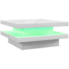 HOMCOM LED Coffee Table, 2-Tier Modern Square Center Table with 7 LED Lights and Remote Control for Living Room, White