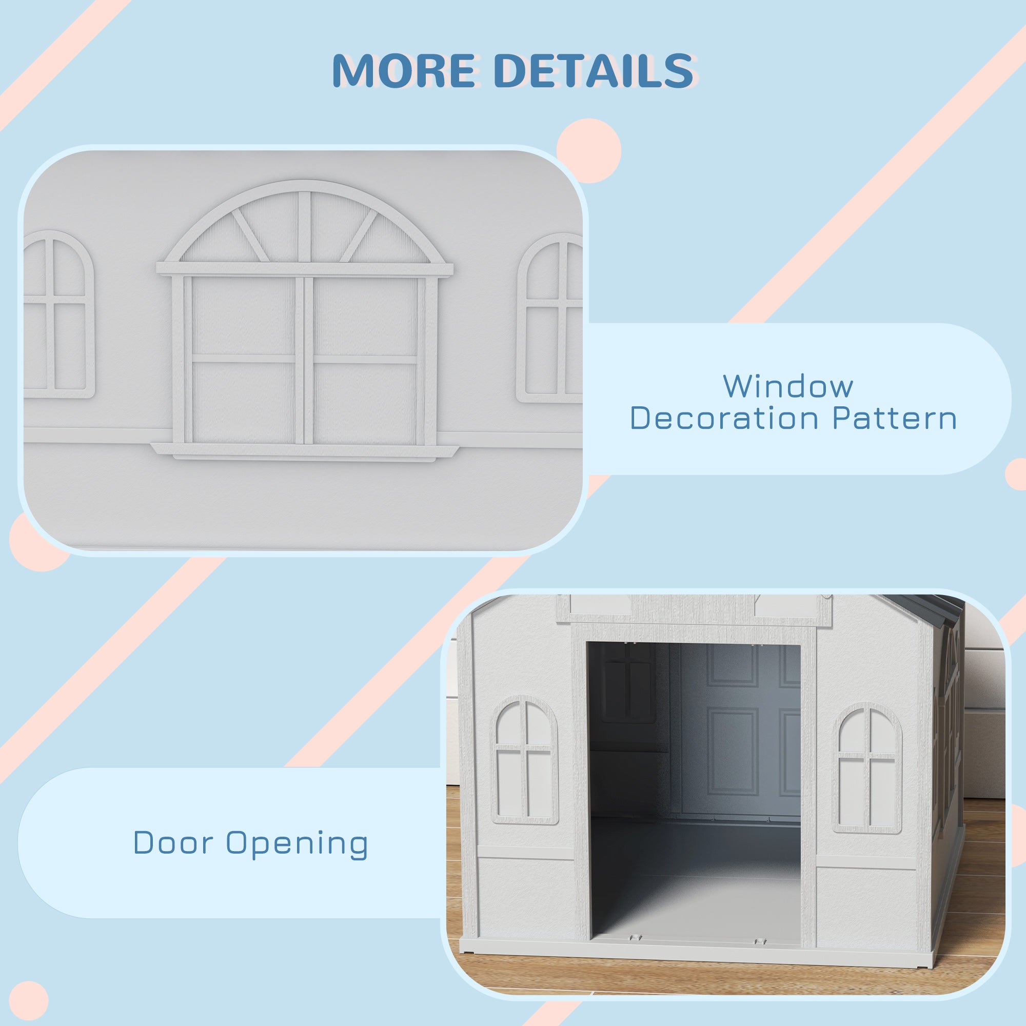 PawHut Plastic Dog House Outdoor Indoor, Weather-Resistant Dog Kennel, with Large Opening, for Medium Dogs, 65 x 75.7 x 63cm - Grey