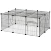 PawHut Pet Playpen Small Animal Cage, 16 Panels, Portable Metal Wire Fence with Door for Bunny, Guinea Pig, Chinchilla, Hedgehog, Each Panel Size 14" x 18"