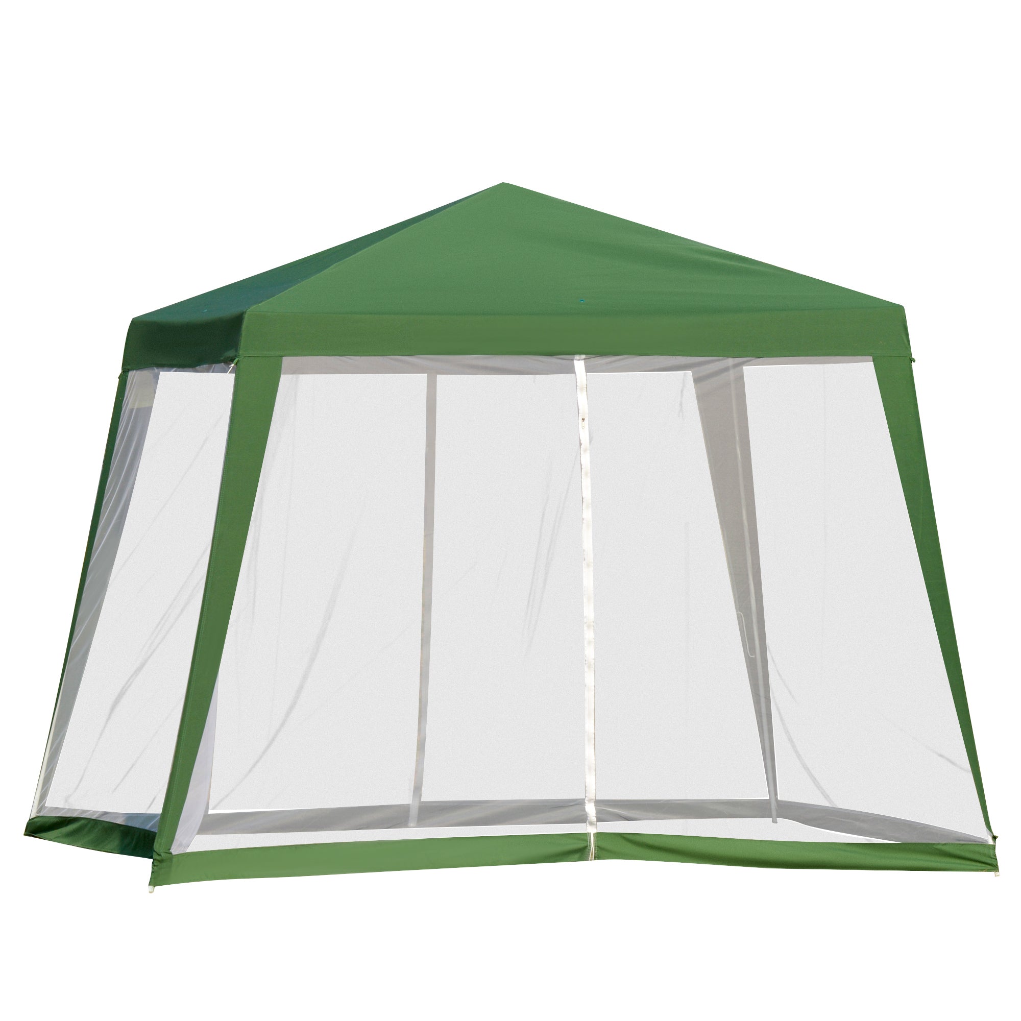 Outsunny 10x10ft Party Tent Canopy with Netting, Patio Screen House Slant Leg Outdoor Gazebo Sun Shade Shelter, Green