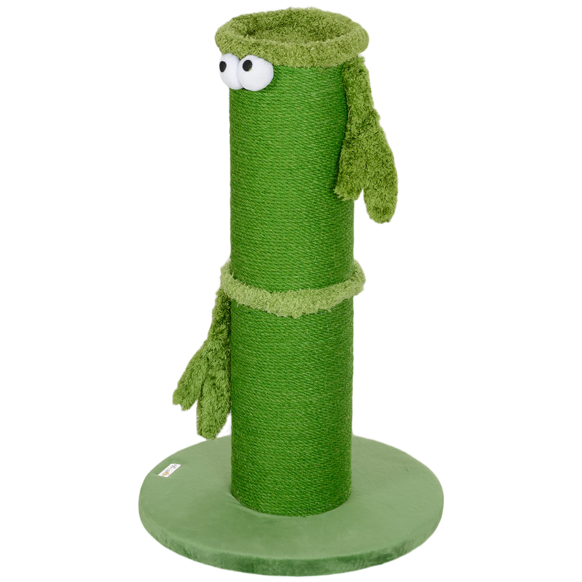 PawHut Cat Scratching Post for Indoor Cats, 63cm Tall Cat Scratcher Post with Sisal Rope Cover, Large Base, Green