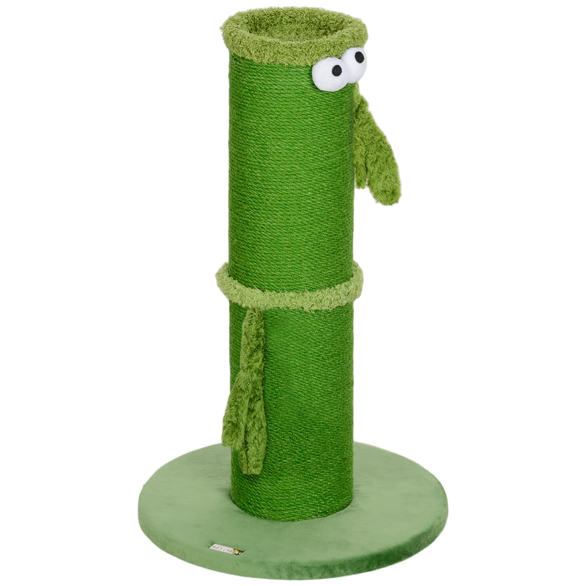 PawHut Cat Scratching Post for Indoor Cats, 63cm Tall Cat Scratcher Post with Sisal Rope Cover, Large Base, Green