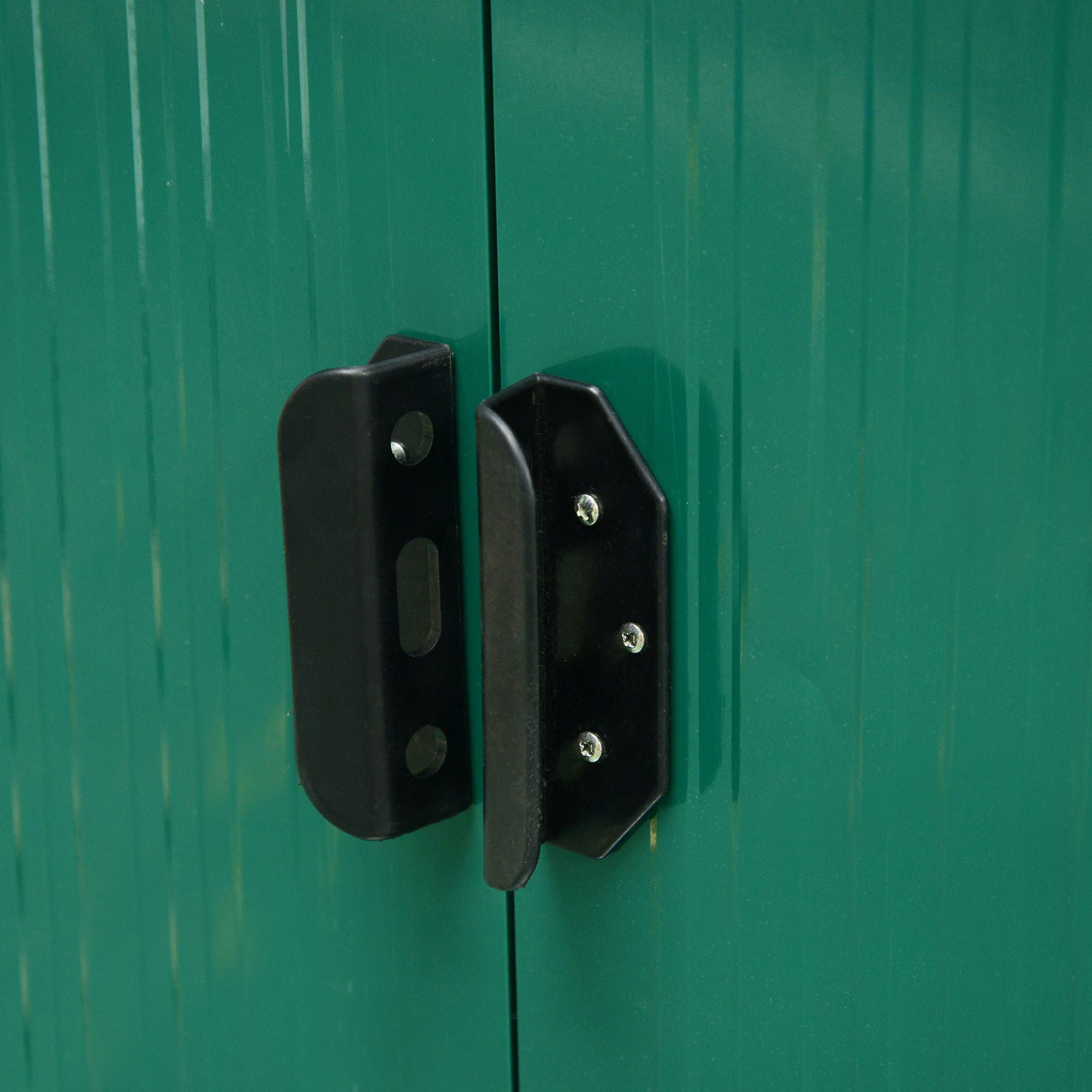 Outsunny 8.5' x 6' Garden Storage Shed with Skylight, Metal Outdoor Shed Tool House with Double Doors for Patio Yard, Dark Green