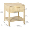 HOMCOM Narrow Nightstand, Bedside Table with Drawer and Storage Shelf for Bedroom, Natural