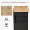HOMCOM Kitchen Island on Wheels with Storage, Rolling Cart with Rubber wood Top, Spice Rack, Towel Rack and Drawers, Black