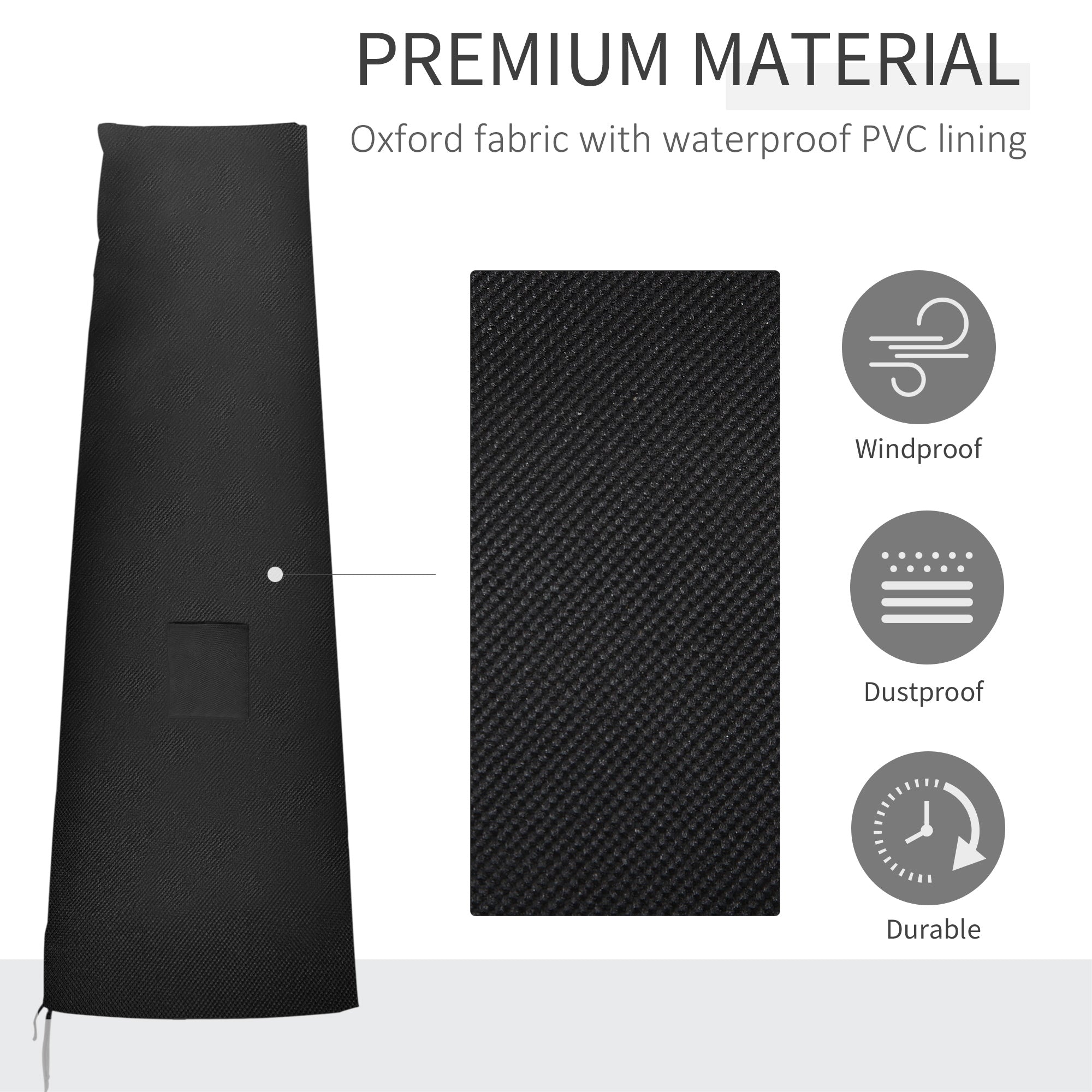 Outsunny Outdoor Large Umbrella Cover Patio Cantilever Banana Parasol Protector Weather Resistant Black