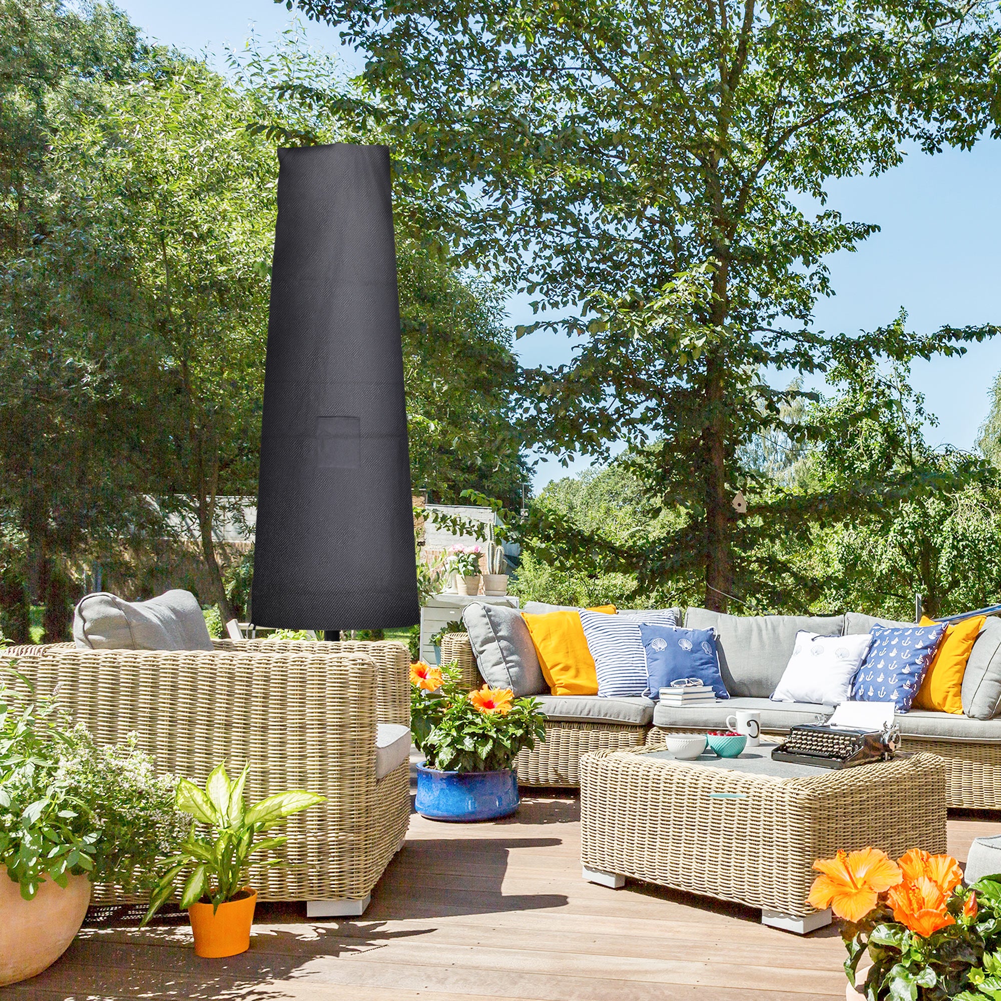 Outsunny Outdoor Large Umbrella Cover Patio Cantilever Banana Parasol Protector Weather Resistant Black