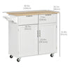 HOMCOM Rolling Kitchen Island, Kitchen Cart on Wheels with 2 Storage Drawers, 2 Door Cabinets and Towel Rack for Dining Room (White, 2-Doors)