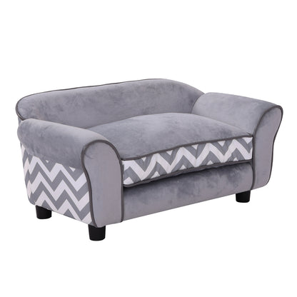 PawHut Pet Soft Warm Sofa Elevated Dog Puppy Sleeping Bed Raised Lounge Couch Bolster Side Pet Furniture Grey