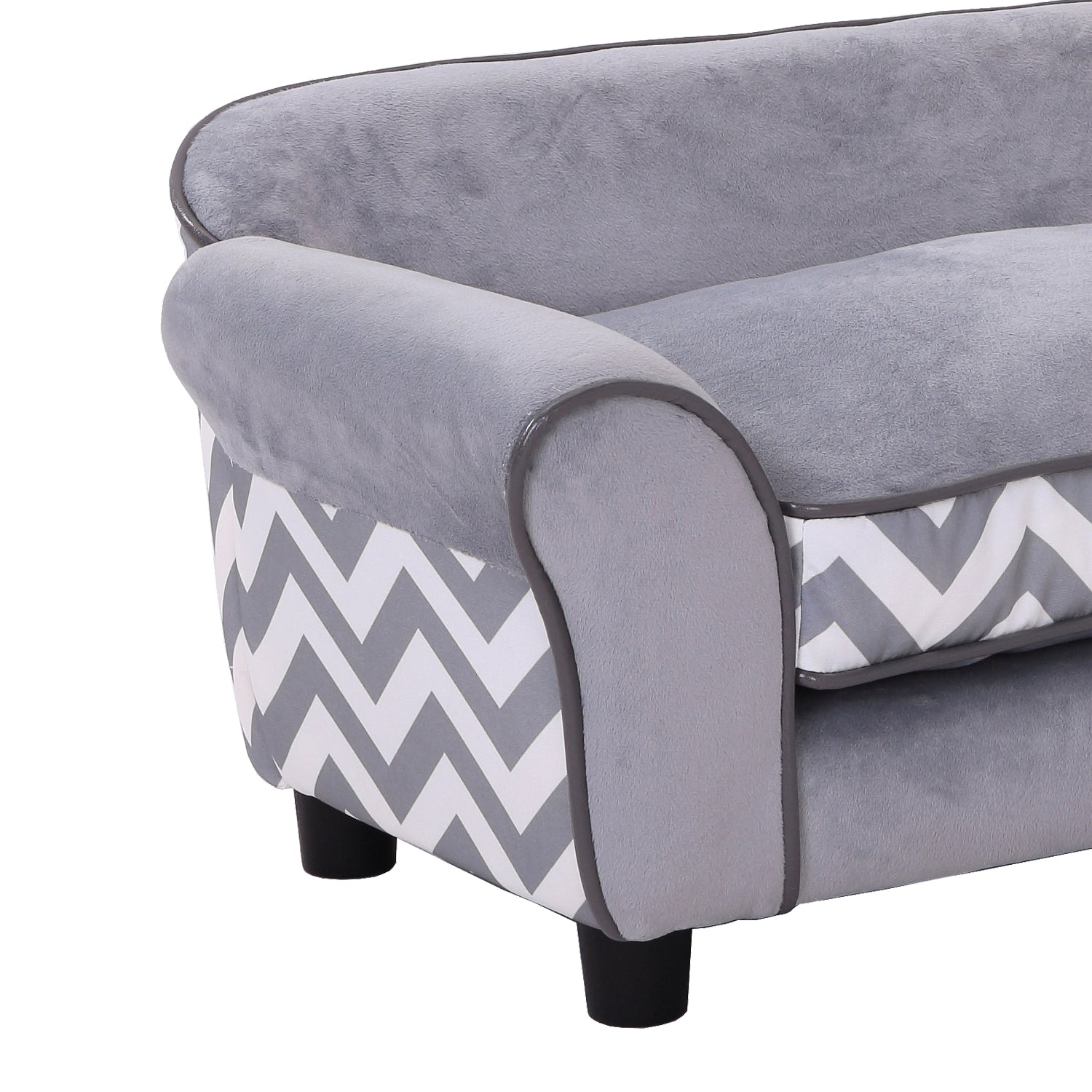PawHut Pet Soft Warm Sofa Elevated Dog Puppy Sleeping Bed Raised Lounge Couch Bolster Side Pet Furniture Grey