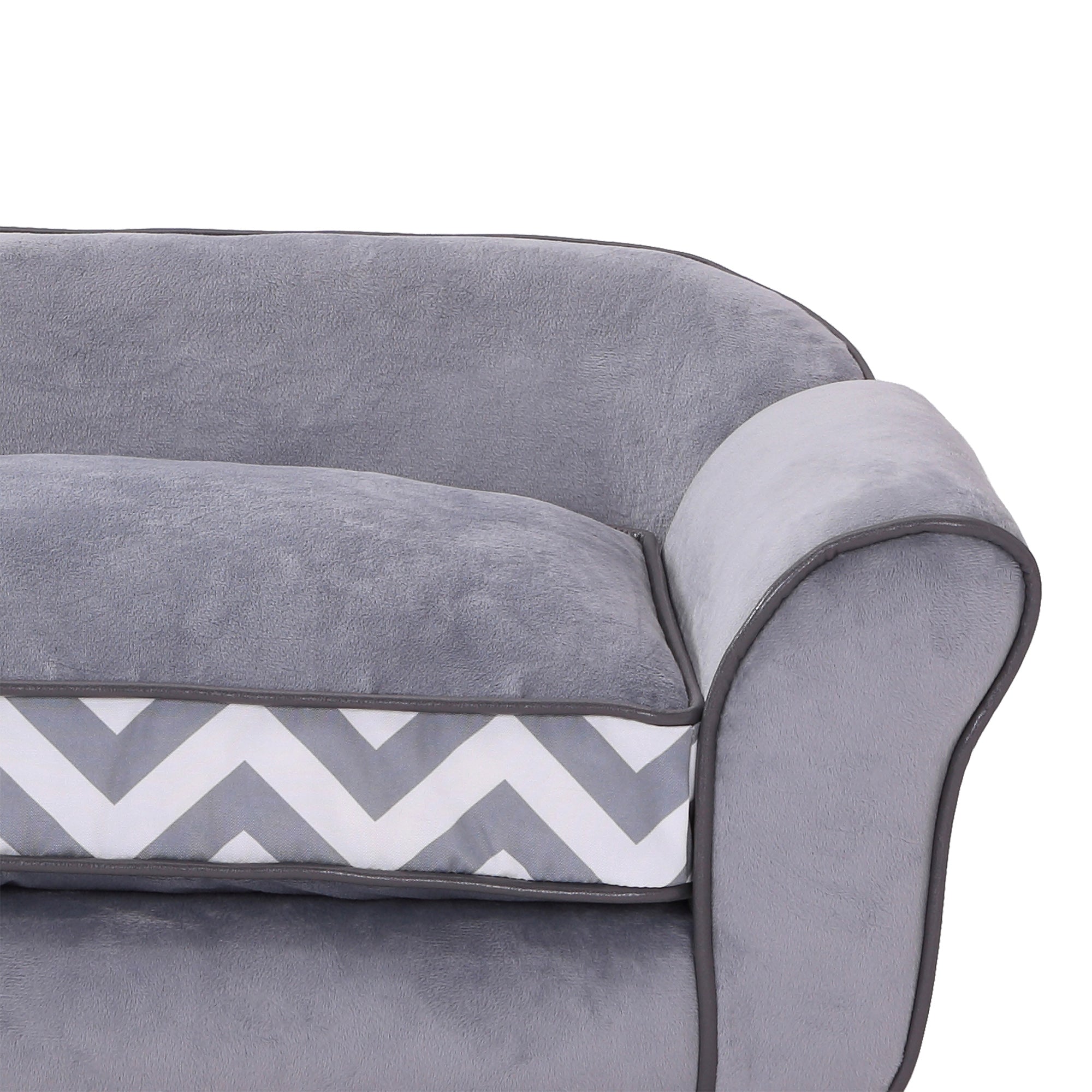 PawHut Pet Soft Warm Sofa Elevated Dog Puppy Sleeping Bed Raised Lounge Couch Bolster Side Pet Furniture Grey
