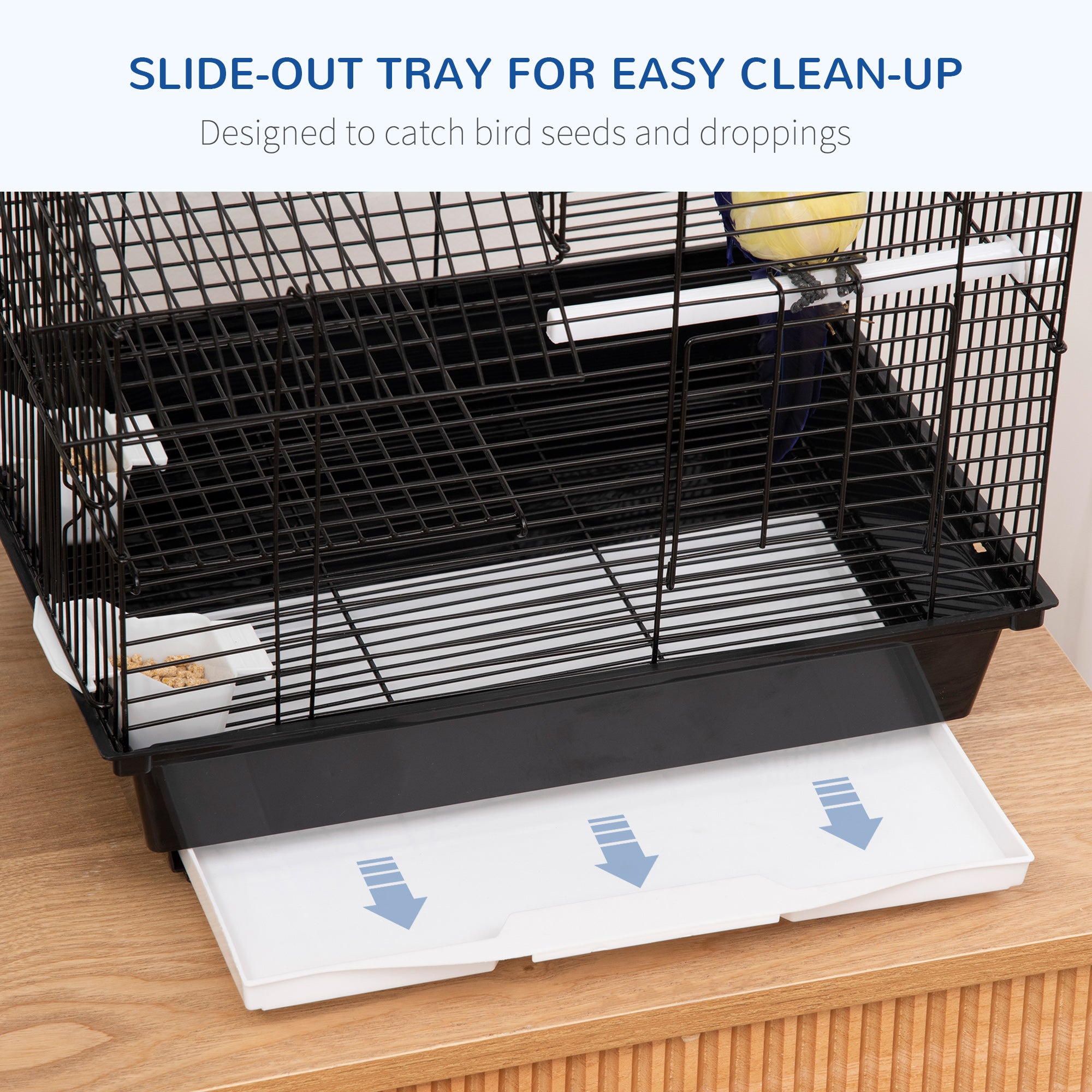 PawHut Bird Cage Budgie Cage Metal Aviary for Finch, Canary with Tray Handle, 39 x 33 x 47cm