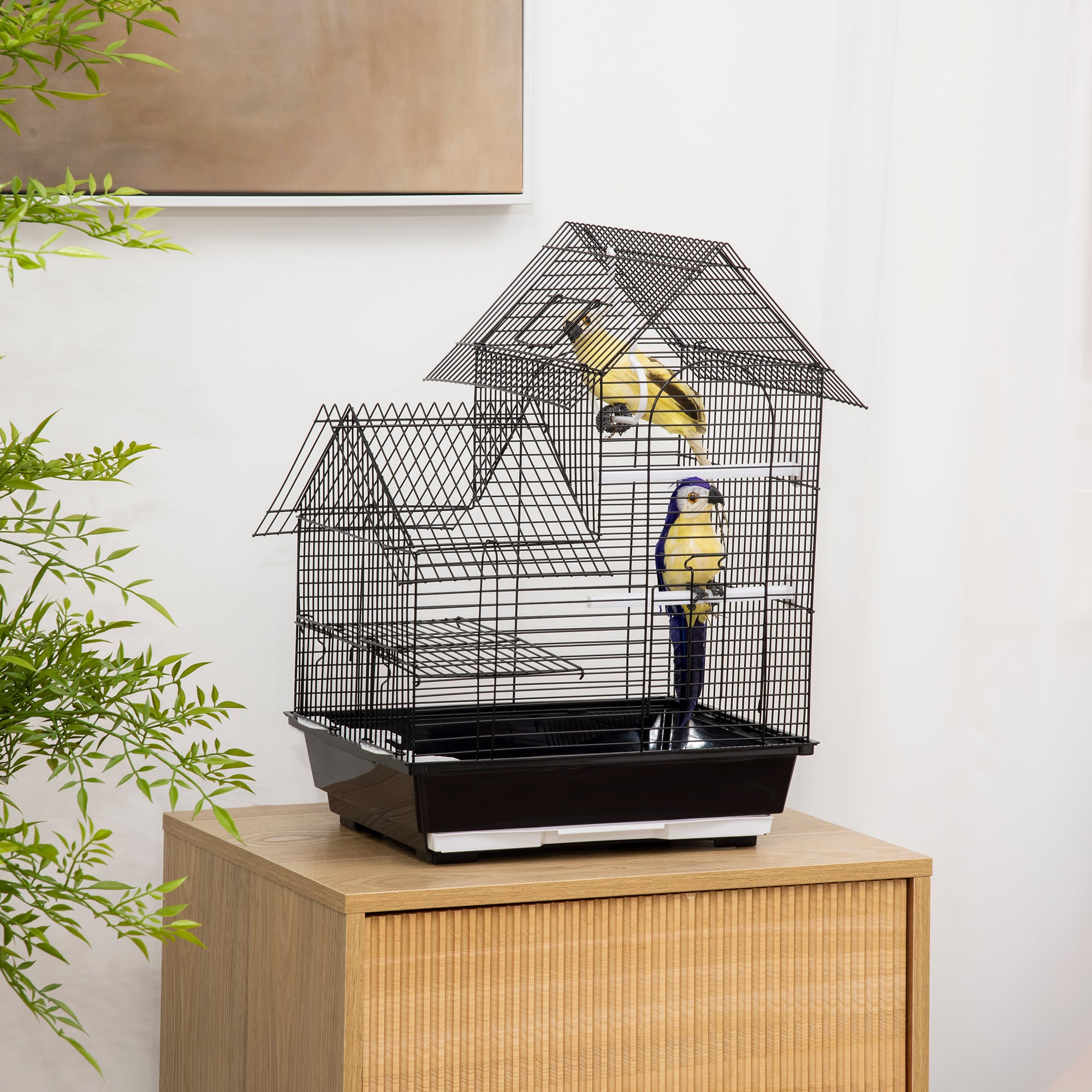 PawHut Bird Cage Budgie Cage Metal Aviary for Finch, Canary with Tray Handle, 39 x 33 x 47cm