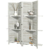 HOMCOM 4 Panel Room Divider with Display Shelf, 5.6 FT Folding Privacy Screen, Portable Freestanding Partition Wall Divider for Home Office, Distressed White