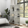 HOMCOM 4 Panel Room Divider with Display Shelf, 5.6 FT Folding Privacy Screen, Portable Freestanding Partition Wall Divider for Home Office, Distressed White