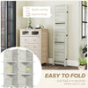 HOMCOM 4 Panel Room Divider with Display Shelf, 5.6 FT Folding Privacy Screen, Portable Freestanding Partition Wall Divider for Home Office, Distressed White