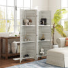HOMCOM 4 Panel Room Divider with Display Shelf, 5.6 FT Folding Privacy Screen, Portable Freestanding Partition Wall Divider for Home Office, Distressed White