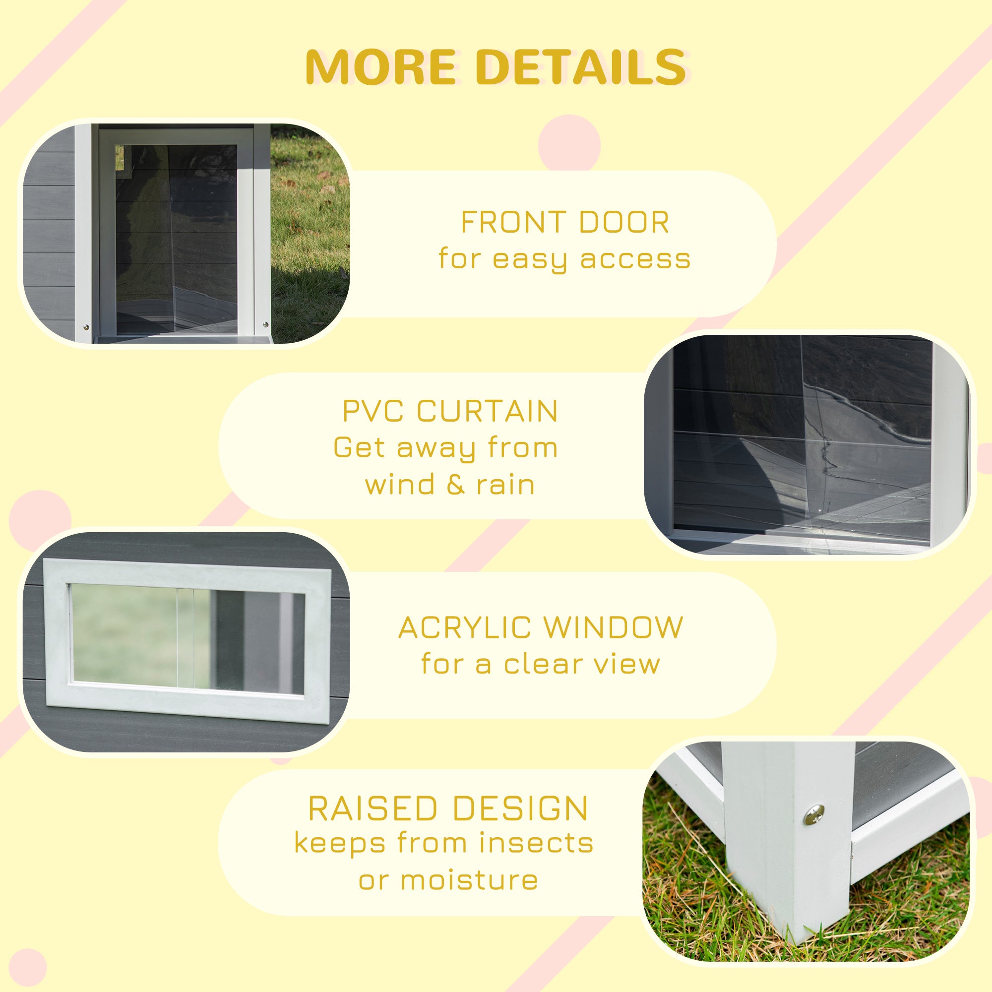 PawHut Outdoor Indoor Dog House with Openable Top, Weather Resistant Dog Kennel with Porch, Pet Furniture for Small and Medium Sized Dogs, Gray