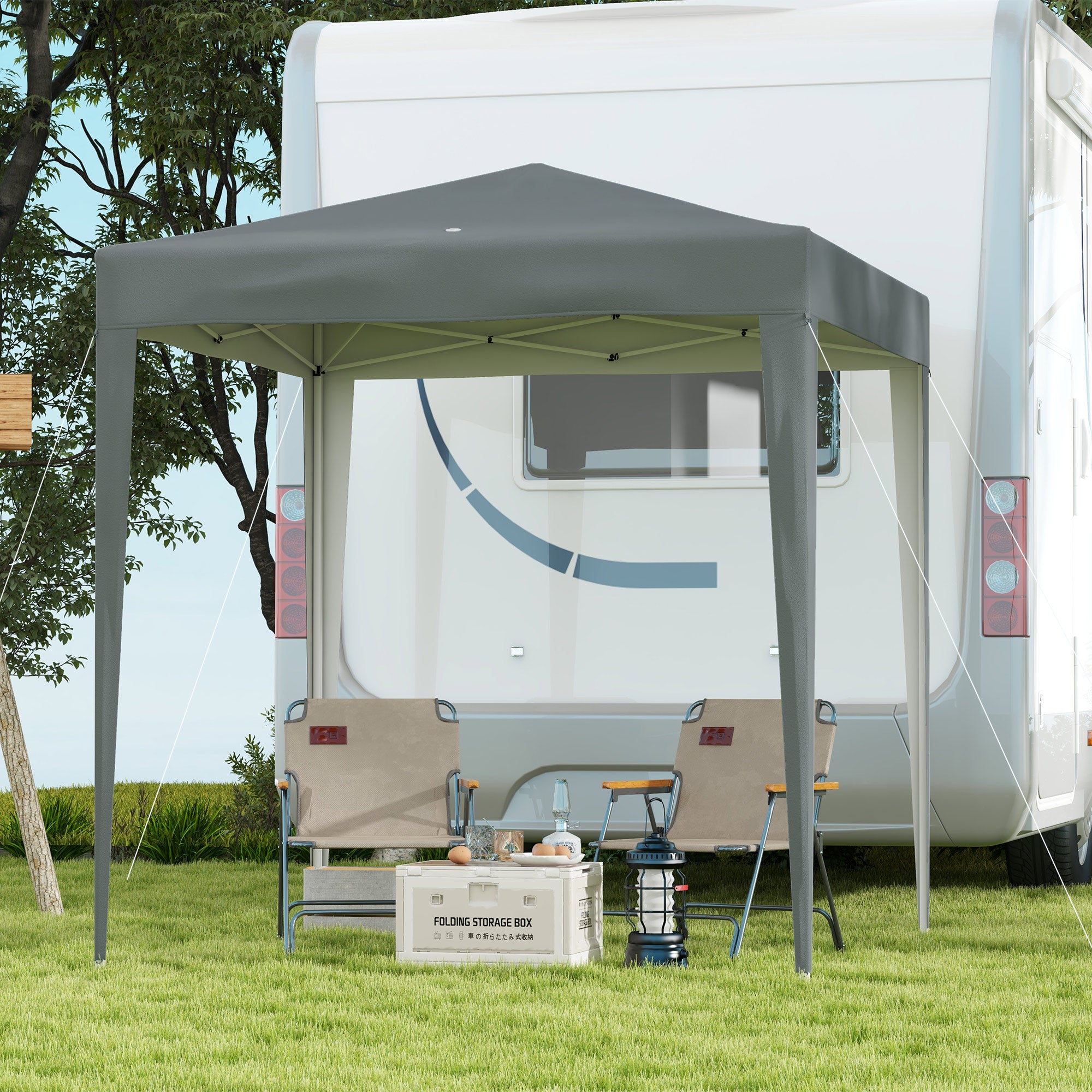 Outsunny 6.6'x6.6' Pop Up Canopy Tent with Sidewalls, Instant Sun Shelter Camping Gazebo with Carry Bag, for Outdoor, Garden, Patio, Grey