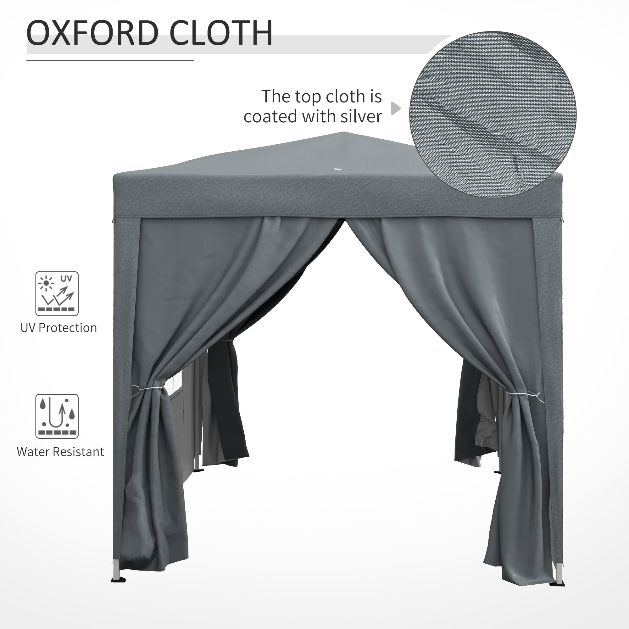 Outsunny 6.6'x6.6' Pop Up Canopy Tent with Sidewalls, Instant Sun Shelter Camping Gazebo with Carry Bag, for Outdoor, Garden, Patio, Grey