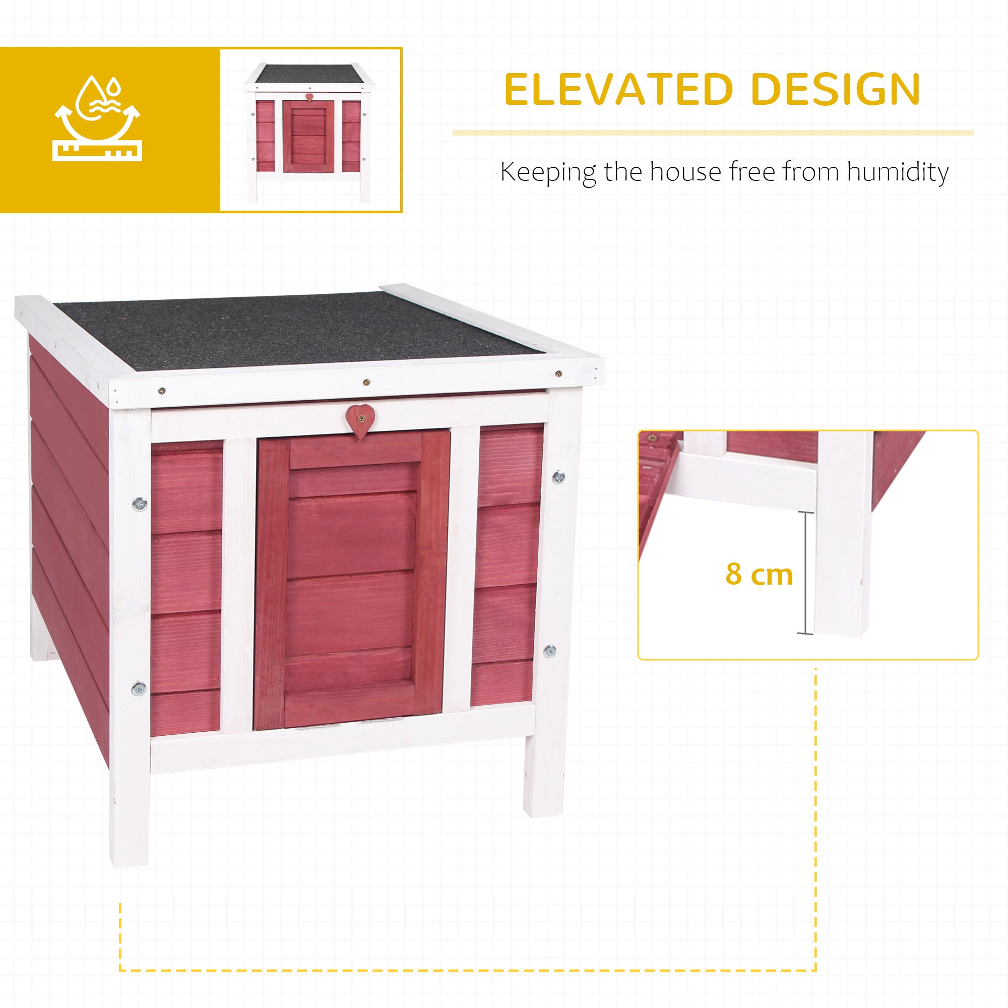 PawHut 20"x16.5"x17" Wooden Rabbit Hutch Small Animal House Bunny Guinea Pig Pet Cage Coop Cat Shelter Red
