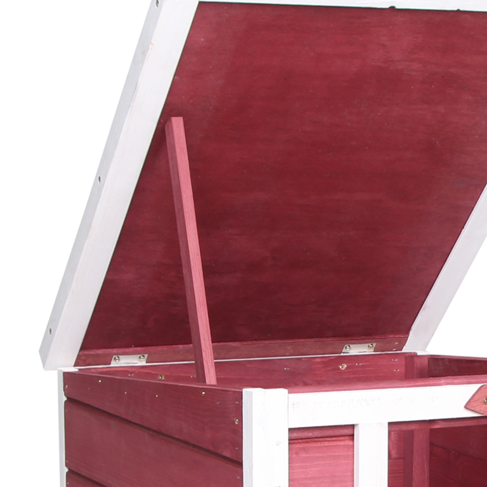 PawHut Wooden Rabbit Hutch Outdoor, Guinea Pig Hutch, Rabbit Hideaway, Cat House, Bunny Cage Small Animal House 51 x 42 x 43 cm, Red