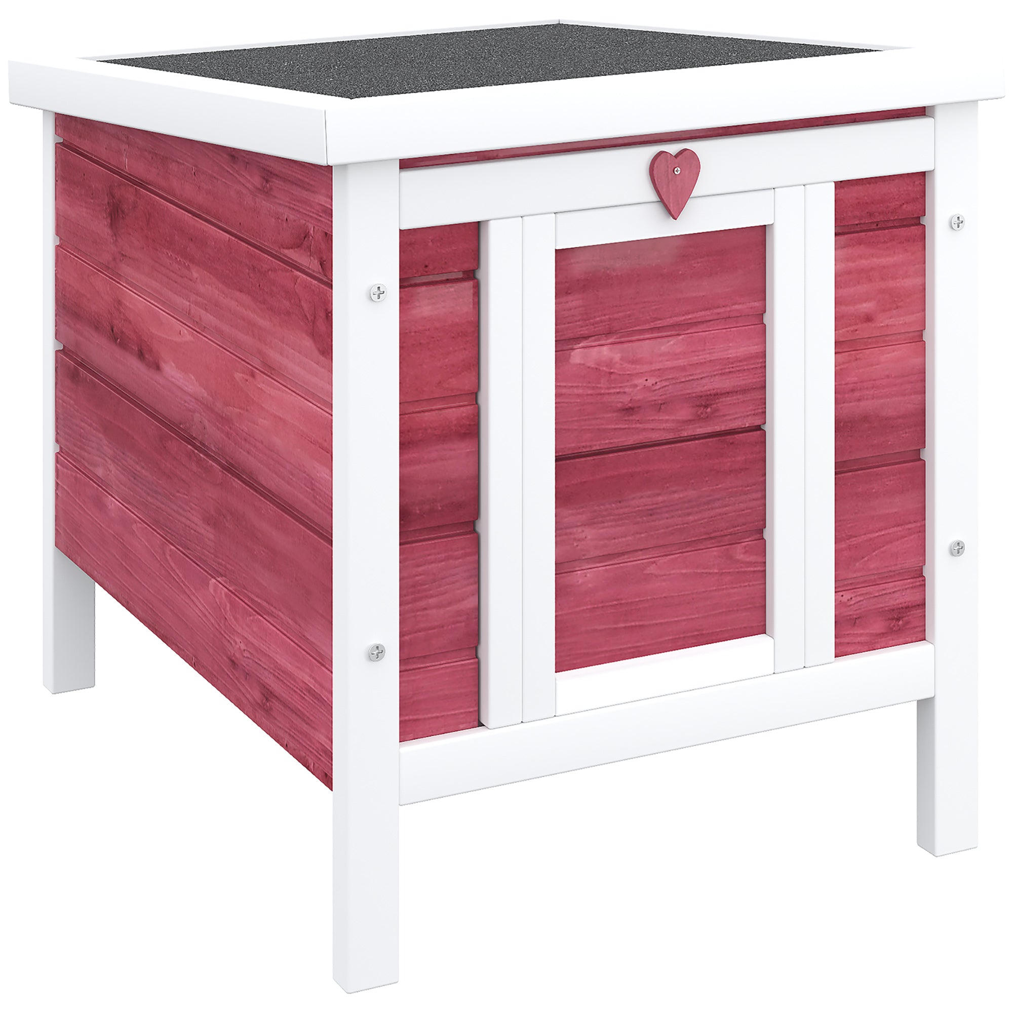 PawHut 20"x16.5"x17" Wooden Rabbit Hutch Small Animal House Bunny Guinea Pig Pet Cage Coop Cat Shelter Red