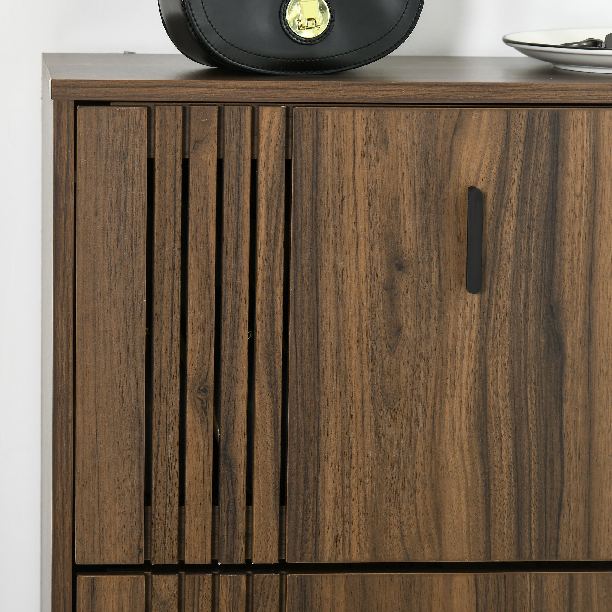 HOMCOM Shoe Cabinet, Rustic Shoe Storage Cabinet with 3 Flip Drawers and Adjustable Shelves for 18 Pairs of Shoes for Entryway, Hallway, Walnut