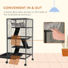 PawHut 4-Tier Rolling Small Animal Cage, Deluxe Guinea Pig Cage, Ferret Cage for Mink Chinchilla Kitten Rabbit, Small Pet Play House with Hammock Platform, Ramp, Removable Tray, Charcoal Grey