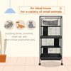 PawHut 4-Tier Rolling Small Animal Cage, Deluxe Guinea Pig Cage, Ferret Cage for Mink Chinchilla Kitten Rabbit, Small Pet Play House with Hammock Platform, Ramp, Removable Tray, Charcoal Grey