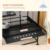 PawHut Small Animal Cage with Wheels, Pet Playpen for Rat, Kitten, Ferrets, Chinchillas with Bottom Storage Shelf, Removable Tray, Ramp, 24.2" x 17.9" x 53.5", Black