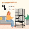 PawHut Small Animal Cage with Wheels, Pet Playpen for Rat, Kitten, Ferrets, Chinchillas with Bottom Storage Shelf, Removable Tray, Ramp, 24.2" x 17.9" x 53.5", Black