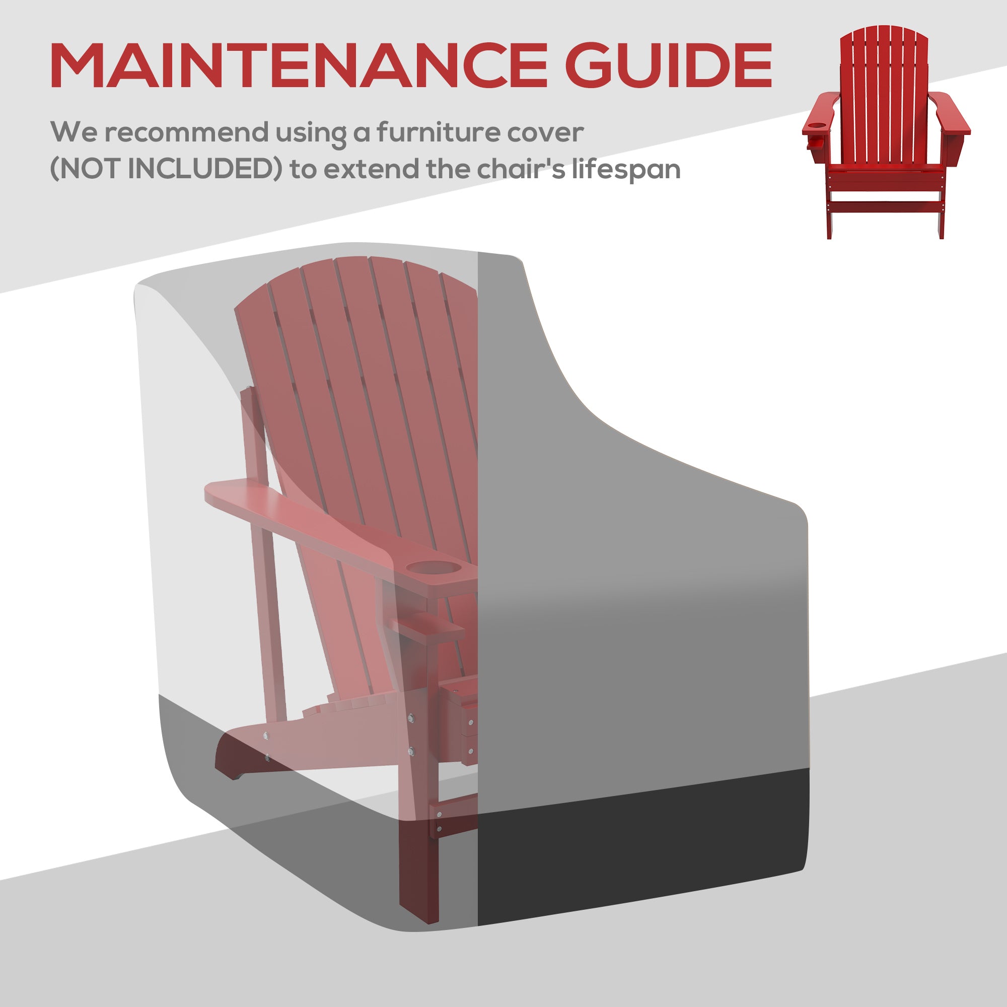 Outsunny Classic Adirondack Chair Muskoka Chair, Garden Deck Chair with Cup Holder for Patio, Indoor, Backyard, Red