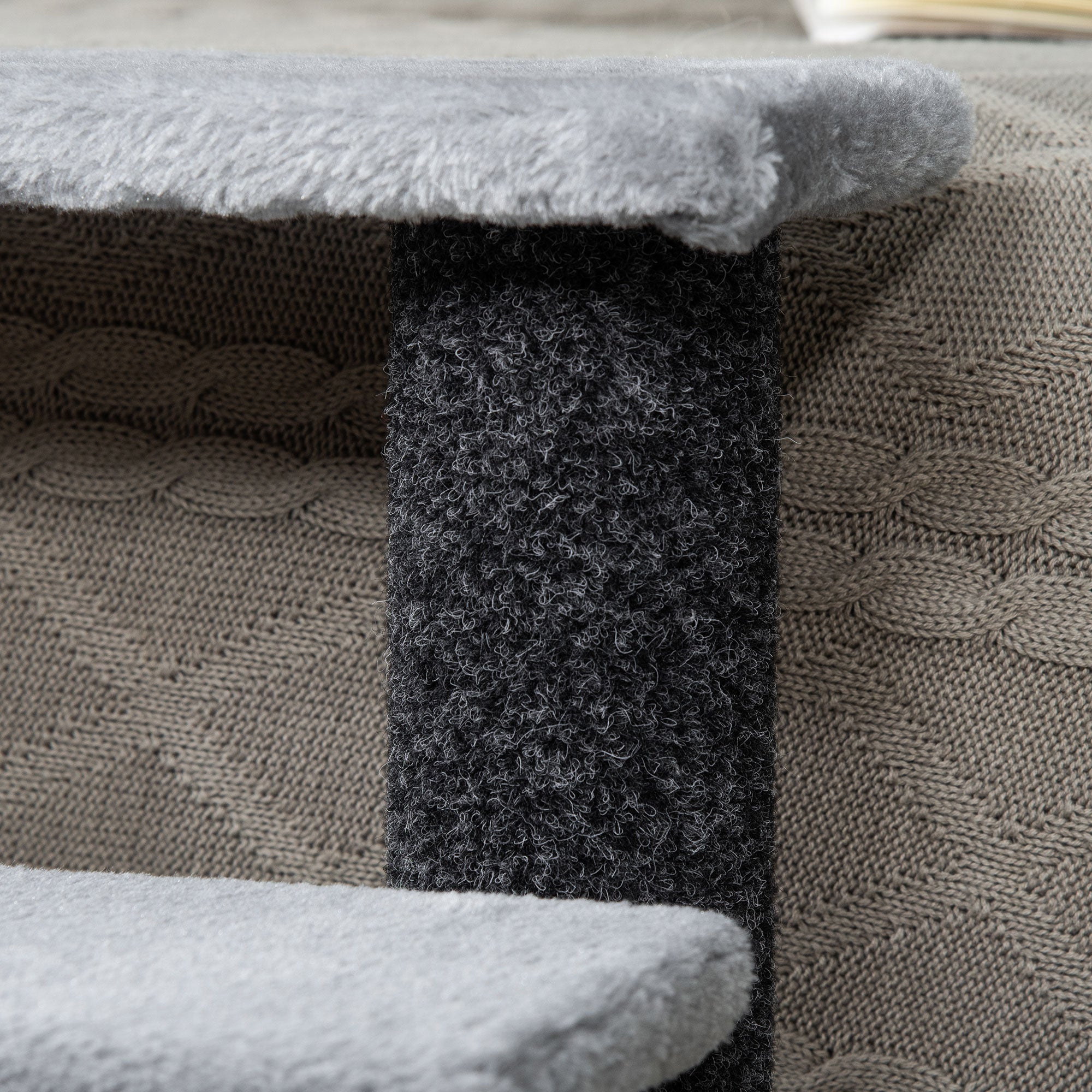 PawHut Pet Stairs, Cat Tree Climb Ladder with 4-step Stair, Scratching Posts, Platforms, Toy Ball, for Indoor Cats, Grey