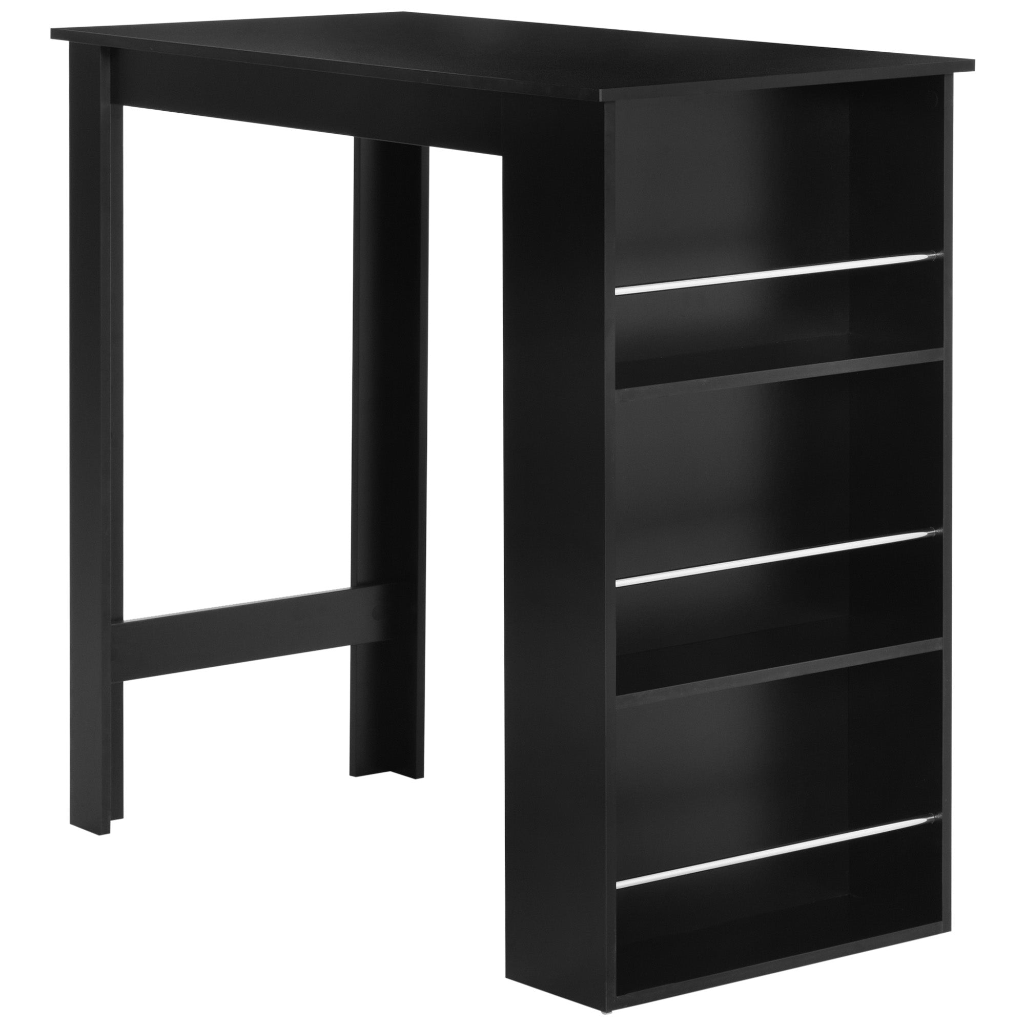 HOMCOM Modern Bar Table, Bar Height Dining Table with 3 Storage Shelves for Kitchen, Dining Room, Living Room, Black