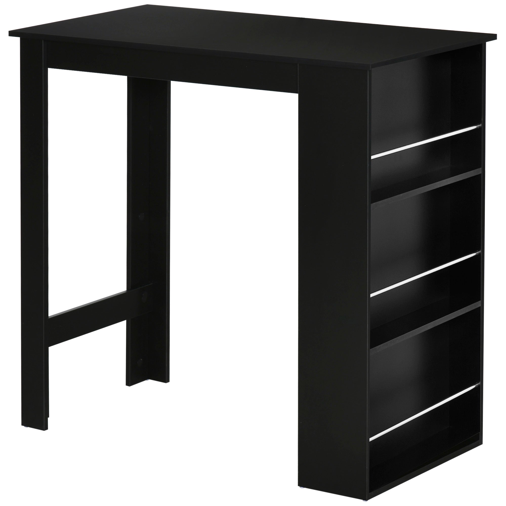HOMCOM Modern Bar Table, Bar Height Dining Table with 3 Storage Shelves for Kitchen, Dining Room, Living Room, Black