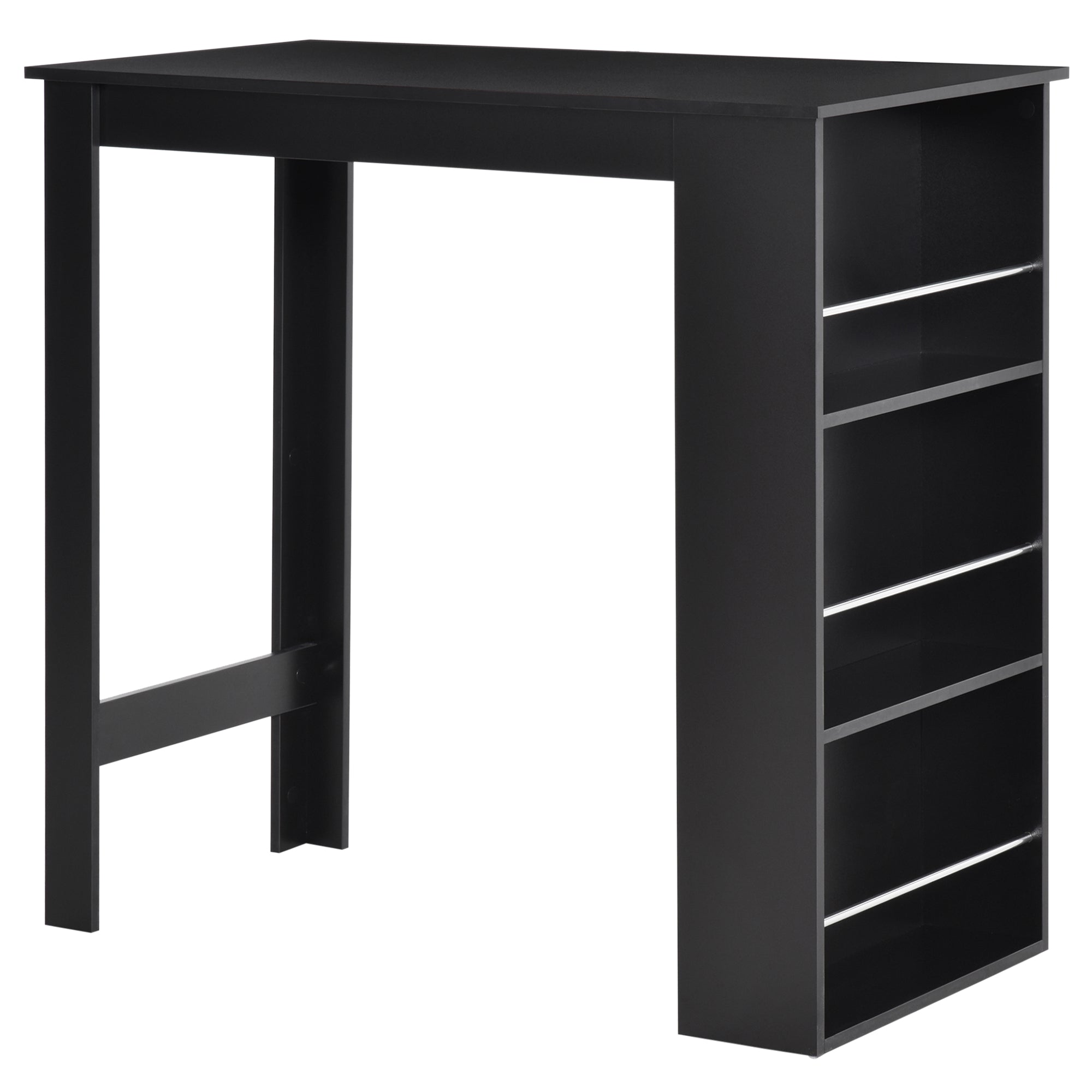 HOMCOM Modern Bar Table, Bar Height Dining Table with 3 Storage Shelves for Kitchen, Dining Room, Living Room, Black