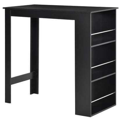 HOMCOM Modern Bar Table, Bar Height Dining Table with 3 Storage Shelves for Kitchen, Dining Room, Living Room, Black