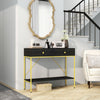 HOMCOM 39.4" Modern Console Table with Drawers, 2-Tier Entryway Table with Shelf and Steel Frame for Hallway, Living Room, Black