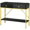 HOMCOM 39.4" Modern Console Table with Drawers, 2-Tier Entryway Table with Shelf and Steel Frame for Hallway, Living Room, Black