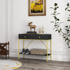 HOMCOM 39.4" Modern Console Table with Drawers, 2-Tier Entryway Table with Shelf and Steel Frame for Hallway, Living Room, Black