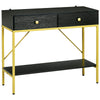 HOMCOM 39.4" Modern Console Table with Drawers, 2-Tier Entryway Table with Shelf and Steel Frame for Hallway, Living Room, Black