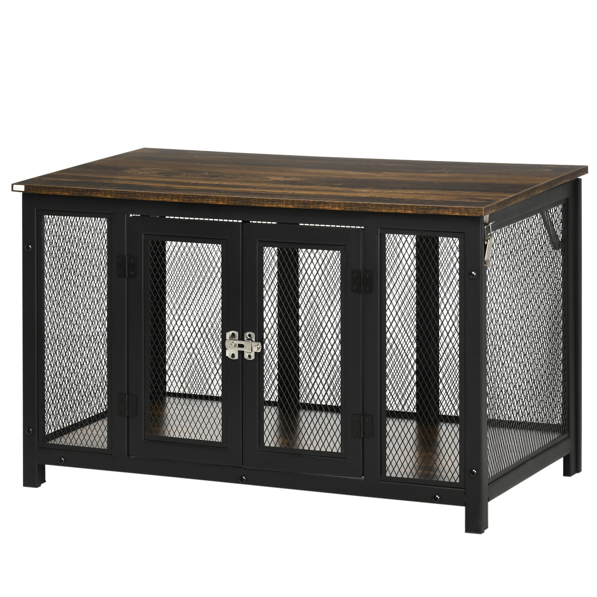 PawHut Furniture Style Dog Crate with Openable Top, Big Dog Crate End Table, Puppy Crate for Small Dogs Indoor, Spacious Interior, Pet Kennel, Brown, Black