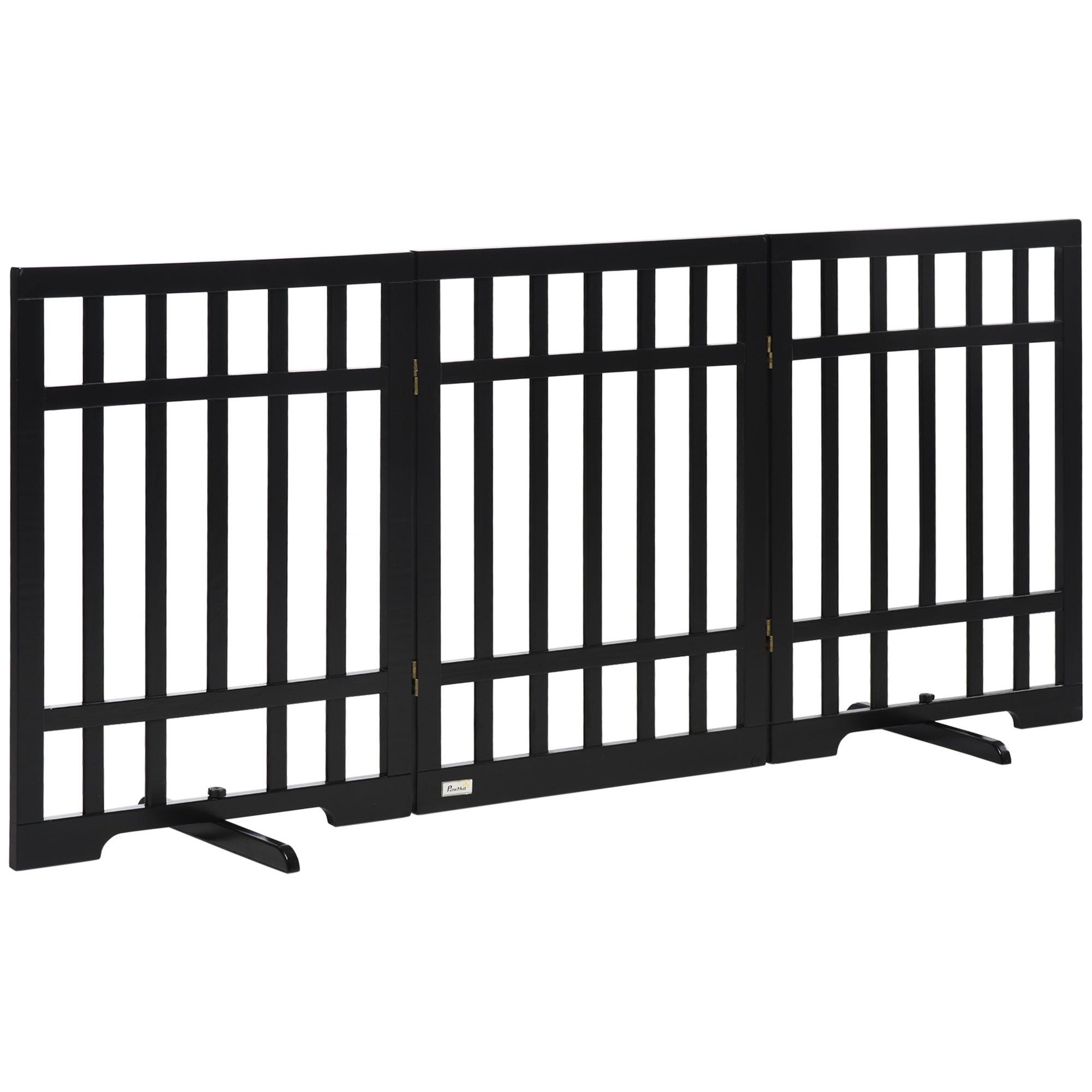 PawHut Freestanding Pet Gate with 2PCS Support Feet, 3 Panels Folding Dog Gates for the House Doorway Stairs, Expands up to 71.3" Wide, 29.9" Tall, Black